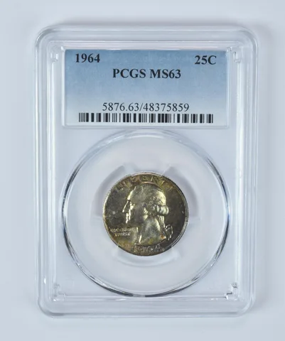 1964 Washington Quarter MS63 PCGS Beautifully Toned *7271