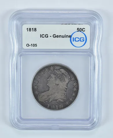 1818 Capped Bust Half Dollar O-105 Genuine ICG *9038