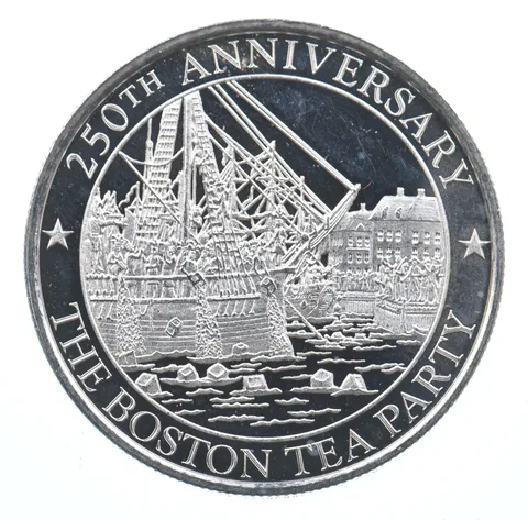 VINTAGE Art Bar/Round1773 Boston Tea Party 1 Oz. .999 SilverOne Troy Ounce *854