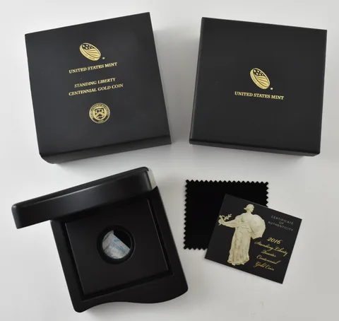 OGP 2016-W 25c GOLD Standing Liberty Centennial BOX & COA - NO COIN