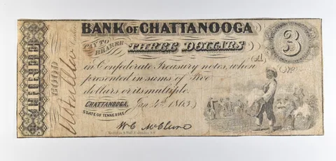 1863 $3 Chattanooga TN Bank Of Chattanooga Obsolete Note *8656