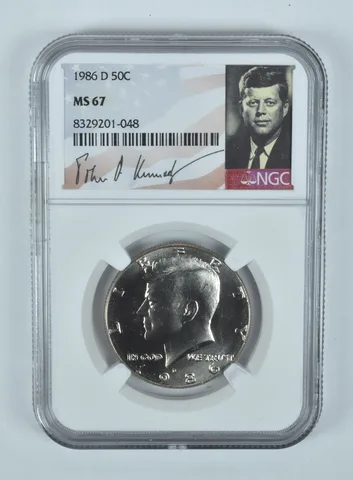 1986-D Kennedy Half Dollar MS67 NGC Signature Label