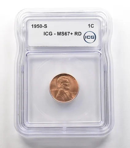 1950-S Lincoln Wheat Cent MS67+ RD ICG a6681