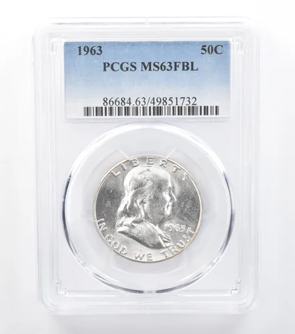 1963 Franklin Half Dollar MS63 FBL PCGS Toned Reverse *7791