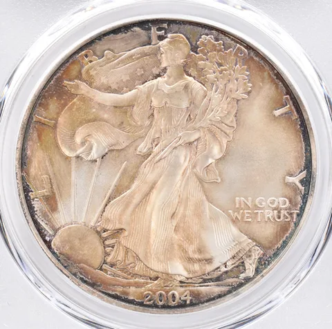 2004 American Silver Eagle MS63 PCGS Beautiful Tone *1510