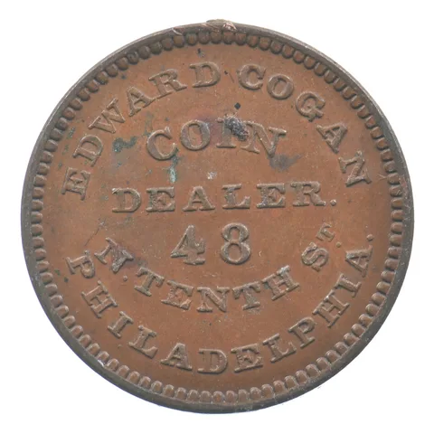 1860's Edward Cogan Coin Dealer Store Card Token *5048