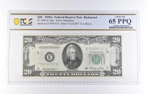 1950 A $20 Richmond VA FRN Fr#2060-E Gem Unc 65 PPQ PCGS *8233