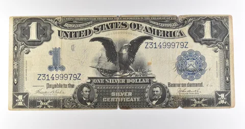 1899 $1 Silver Certificate Black Eagle Blue Seal Large Note Fr#233 *4604