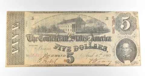 1863 $5 Richmond VA Confederate States Of America Obsolete Note *3884