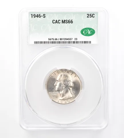 1946-S Washington Quarter MS66 CAC CACg Beautiful Tone *1741