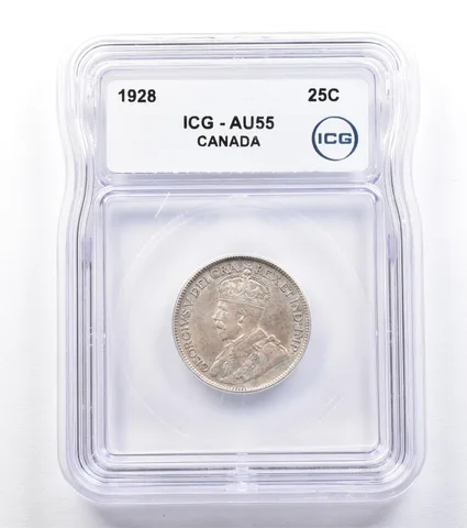 1928 Canada 25 Cents AU55 ICG *1816