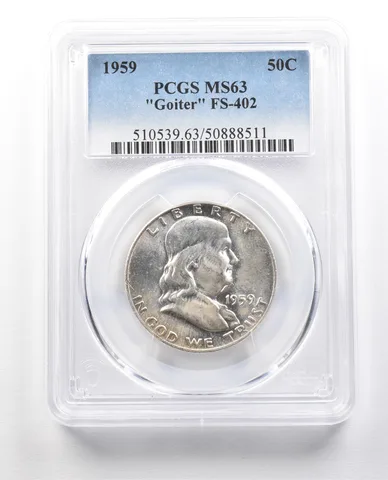 1959 Franklin Half Dollar "Goiter" FS-402 MS63 PCGS *1455