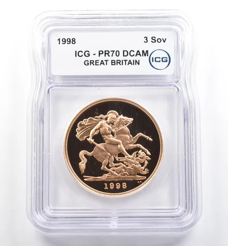 1998 Great Britain 5 Sovereign Gold PR70 DCAM ICG *6502