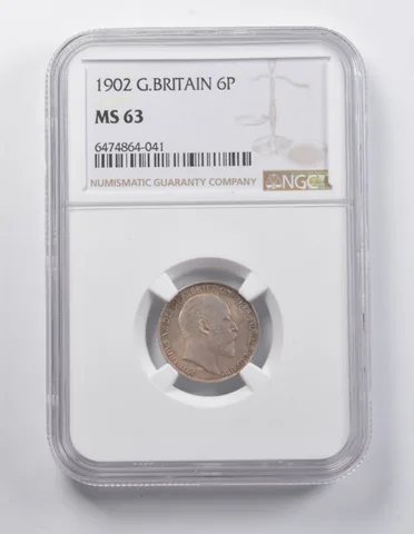 MS63 1902 Great Britain 6 Pence NGC Lowball Low Ball Pocket Piece *7070