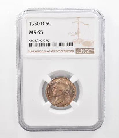 1950-D Jefferson Nickel MS65 NGC Beautiful Tone *2432