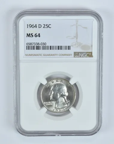 MS64 1964-D Washington Quarter NGC - Golden End of Roll Tone *4999