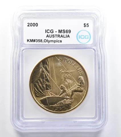 2000 Australia 5 Dollar Sydney Olympics Sailing KM#358 MS69 ICG *7906