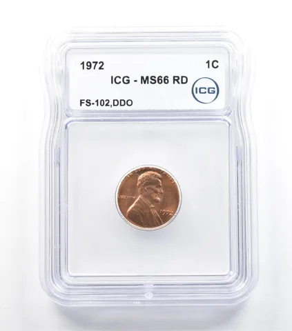 1972 Lincoln Memorial Cent FS-102 DDO MS66 RD ICG *5037