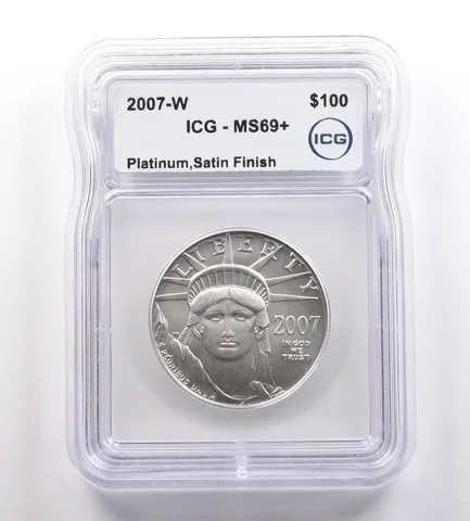 2007-W $100 American Platinum Eagle Satin Finish 1 Oz MS69+ ICG Burnished *4235