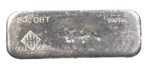 23.08 Troy Oz Silver Bar H&H Mining Inc Vintage Poured Chunky Rectangle *2950