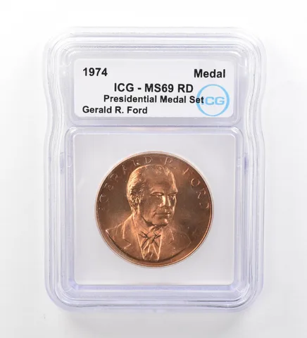 (1974) Presidential Medal Set Gerald R Ford MS69 RD ICG Peripheral Tone a1991