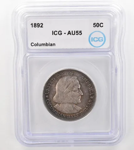 1892 Columbian Exposition Commemorative Half Dollar AU55 ICG Nice Tone *9113