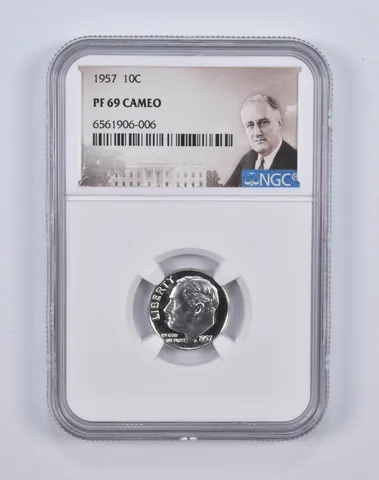 1957 Roosevelt Dime PF69 CAM NGC Special Lbl