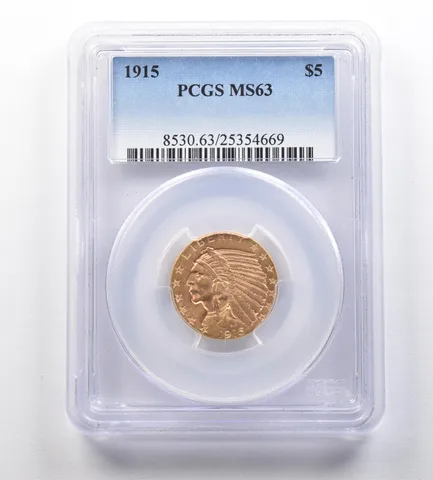 1915 $5 Indian Head Gold Half Eagle MS63 PCGS *1019