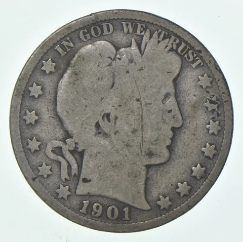 1901-S Barber Half Dollar Average Circ 90% Silver