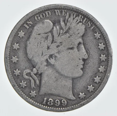 1899 (P) Barber Half Dollar 90% Silver VG Condition