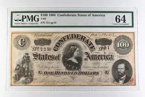 1864 $100 Confederate States of America T-65 Choice Uncirculated 64 PMG *0956