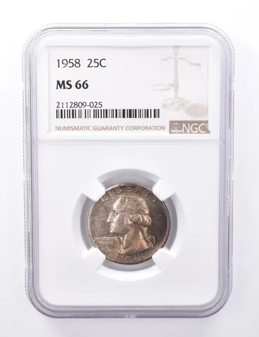 MS66 1958 Washington Quarter - Graded NGC Toned a4252