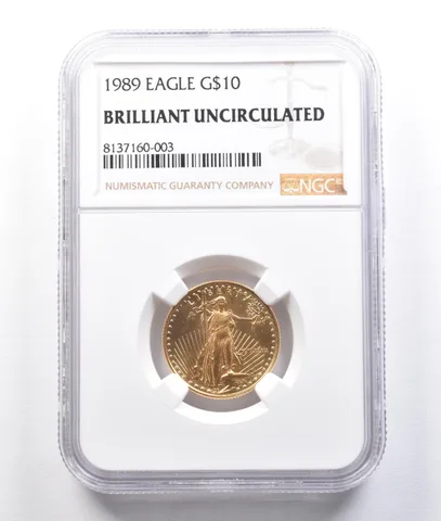 1989 $10 American Gold Eagle 1/4 Oz Gold BU NGC *2593