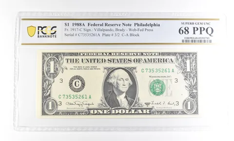 1988 A $1 Philadelphia PA FRN Fr#1917-C Superb Gem Unc 68 PPQ PCGS a2907