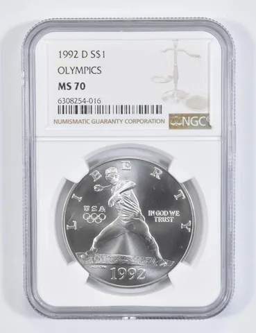 1992-D Olympic Baseball Commemorative Silver Dollar MS70 NGC