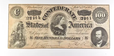 1864 $100 Confederate States Of America T-65 Large Note *8592