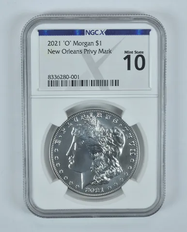2021-O Privy Morgan Silver Dollar New Orleans Privy Mint State 10 NGC X NGCX