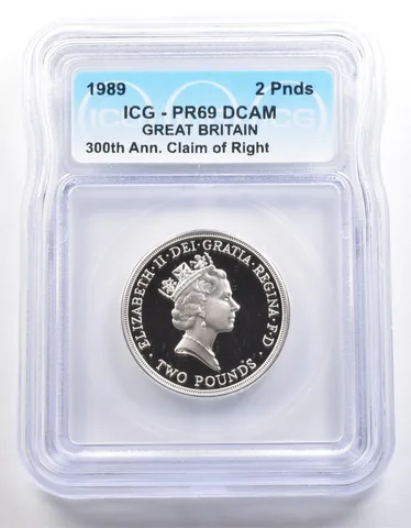 1989 Great Britain 2 Pounds 300th Anniversary Claim Of Right PR69 DCAM ICG *3976