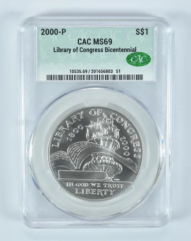 2000-P Library Of Congress Commemorative Silver Dollar MS69 CAC CACg