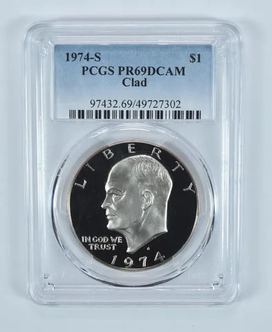 1974-S Eisenhower $1 Clad PR69 DCAM PCGS Blue Label