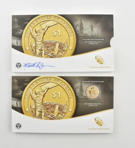 2015 American $1 Coin & Currency Mohawk Ironworkers Hand Signed US Mint *2269