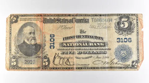 1902 $5 Huntington WV National Currency Large Note Blue Seal #3106 *3105