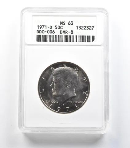 1971-D Kennedy Half Dollar DDO-006 DMR-8 MS63 ANACS a1466