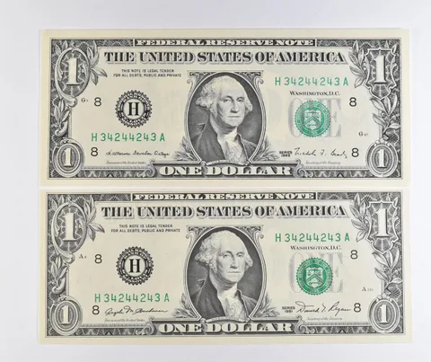 Lot (2) Matching Radar Numbers 1981/1988 $1 St Louis MO FRN *1706