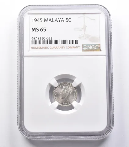 MS65 1945 Malaya 5 Cents NGC a5333