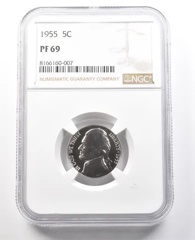 1955 Jefferson Nickel PF69 NGC PQ Cameo Contrast a8031