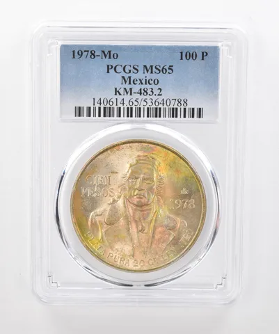 1978 Mo Mexico 100 Pesos Silver KM-483.2 MS65 PCGS Beautiful Tone *1408