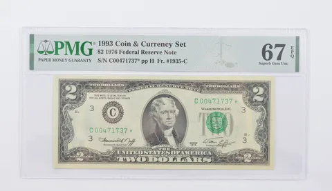 1976 $2 FR Note # 1935-C* 1993 Coin Currency Set PMG 67 EPQ Superb GEM UNC *1809