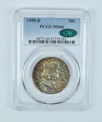 MS66 1958-D Franklin Half Dollar CAC PCGS Beautifully Toned *2117