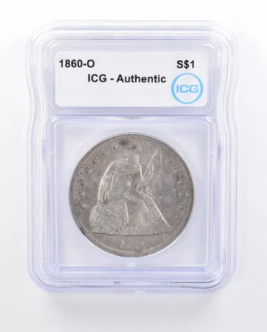 1860-O Seated Liberty Silver Dollar Authentic ICG *3498